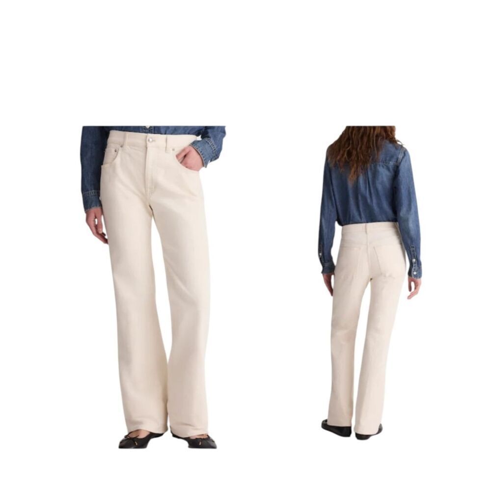 NWT Madewell Relaxed Bootcut Jeans Vintage Canvas Cream White Size 26